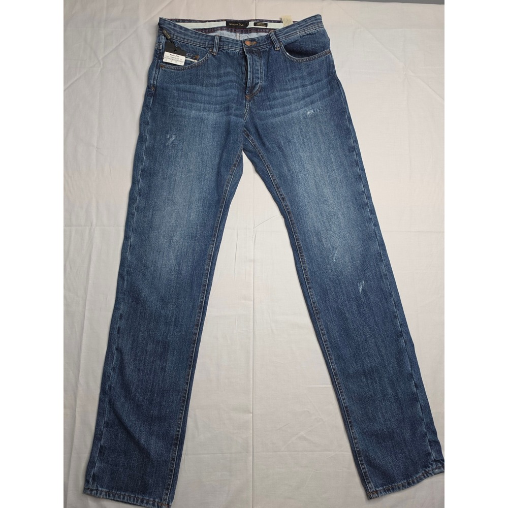 Massimo‎ Dutti Jeans Men's 31 Blue Denim Distressed Straight Leg Casual Fit NWT